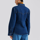 Malina Anthea Fitted Waist Denim Shirt - Dark Blue Wash