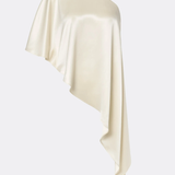 Malina Aria One Shoulder Asymmetric Satin Blouse - Pearl