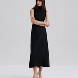 Malina Aubree Satin Midi Skirt - Black