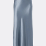 Malina Aubree Satin Midi Skirt - Steel Blue