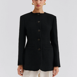 Malina Carol Fitted Round Neck Blazer - Black