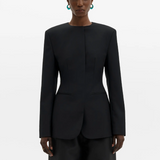 Malina Carol Fitted Round Neck Blazer - Black