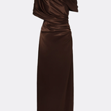 Malina Cassia Draped Fitted Maxi Dress - Dark Brown