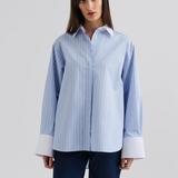 Malina Classic Poplin Shirt - Light Blue Stripe