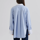 Malina Classic Poplin Shirt - Light Blue Stripe