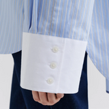 Malina Classic Poplin Shirt - Light Blue Stripe