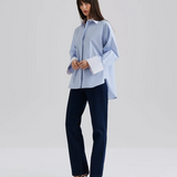 Malina Classic Poplin Shirt - Light Blue Stripe