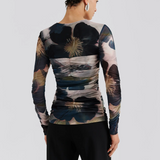 Malina Elionora Sheer Jersey Top - Dusty Poppy