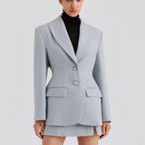 Malina Ella Tailored Peplum Blazer - Blue Fishbone