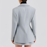 Malina Ella Tailored Peplum Blazer - Blue Fishbone