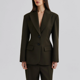 Malina Ella Tailored Peplum Blazer - Olive
