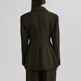 Malina Ella Tailored Peplum Blazer - Olive