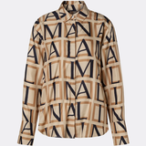 Malina Felicity Silk Shirt - Monogram Camel