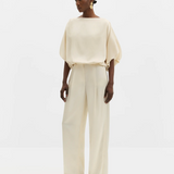 Malina Havanna Boat-Neck Puff-Sleeve Blouse - Pearl