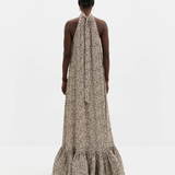 Malina Lykke Halterneck Ruffled Maxi Dress - Shaded Dot