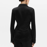 Malina Malou Satin Lace Hem Shirt - Black