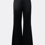 Malina Marine Satin Lace Hem Trousers - Black