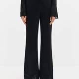 Malina Marine Satin Lace Hem Trousers - Black
