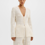 Malina Mirella Fitted Crochet Cardigan - Vanilla