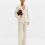 Malina Mirella Fitted Crochet Cardigan - Vanilla
