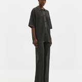 Malina Moa Oversized Pointelle Knitted Shirt - Black Metallic