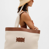 Malina Monogram Grand Canvas Tote - Light Taupe