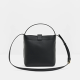 Malina Monogram Leather Bucket Bag - Black