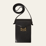 Malina Monogram Leather Phone Pouch - Black