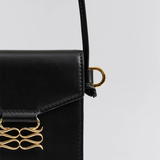 Malina Monogram Leather Phone Pouch - Black