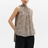 Malina Olivia Sleeveless Scarf Detail Top - Shaded Dot