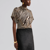 Malina Otilia Draped Half Polo Top - Moire