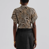 Malina Otilia Draped Half Polo Top - Moire