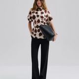 Malina Otilia Draped Half Polo Top - Wine Peony