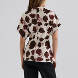 Malina Otilia Draped Half Polo Top - Wine Peony