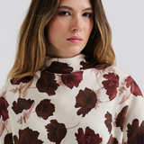 Malina Otilia Draped Half Polo Top - Wine Peony