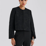 Malina Ruthie Cropped Boucle Blazer - Black