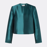 Malina Ruthie Slit-Sleeve Satin Blouse - Teal