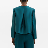 Malina Ruthie Slit-Sleeve Satin Blouse - Teal