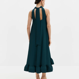 Malina Sabrina Halterneck Ruffled Midi Dress - Teal