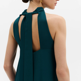 Malina Sabrina Halterneck Ruffled Midi Dress - Teal