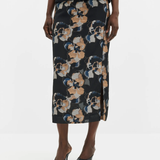 Malina Sanna Straight Sheer Midi Skirt - Dark Blooms