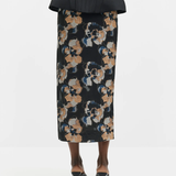 Malina Sanna Straight Sheer Midi Skirt - Dark Blooms