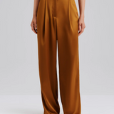 Malina Sarah Elastic Waist Satin Pants - Amber