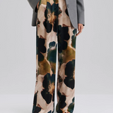 Malina Sarah Elastic Waist Satin Pants - Dusty Poppy