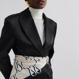 Malina Silk Twill Scarf - Monogram Cream