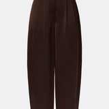 Malina Smilla Barrel Leg Satin Trousers - Dark Brown