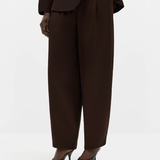Malina Smilla Barrel Leg Satin Trousers - Dark Brown