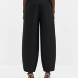 Malina Smilla Barrel Leg Wool-Silk Trousers - Black