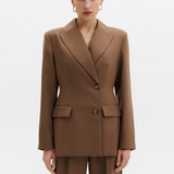Malina Tillie Asymmetric Wool Blend Blazer - Camel