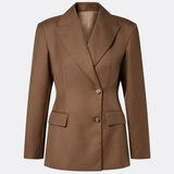 Malina Tillie Asymmetric Wool Blend Blazer - Camel